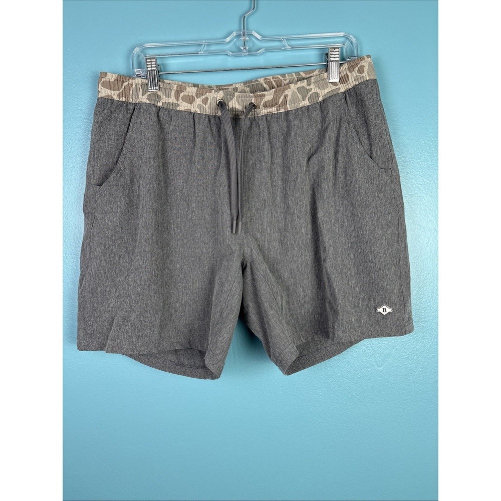 Burlebo Lined Camo Shorts Mens Large Blue Duck Camouflage 6in Inseam Athletic